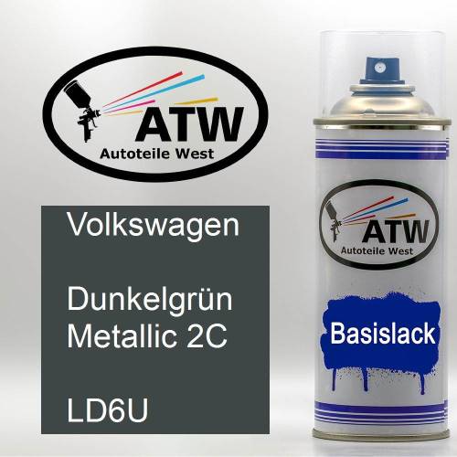 Volkswagen, Dunkelgrün Metallic 2C, LD6U: 400ml Sprühdose, von ATW Autoteile West.